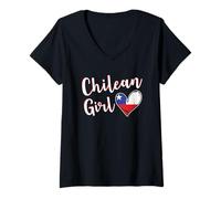 Femme Proud Chilean Girl Chile Flag Chilean Girlfriend Wife T-Shirt avec Col en V