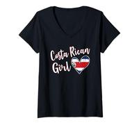 Femme Proud Costa Rican Girl Costa Rica Flag Girlfriend Wife T-Shirt avec Col en V