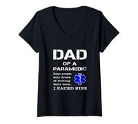 Femme Proud Dad of A Paramedic Medical Symbole Père Fils Fille T-Shirt avec Col en V