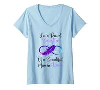 Femme Proud Daughter of a Beautiful Mom in Heaven Infinity Feather T-Shirt avec Col en V