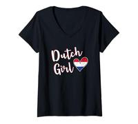 Femme Proud Dutch Girl Netherlands Flag Dutch Girlfriend Wife T-Shirt avec Col en V