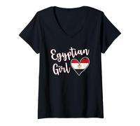 Femme Proud Egyptian Girl Egypt Flag Egyptian Girlfriend Wife T-Shirt avec Col en V