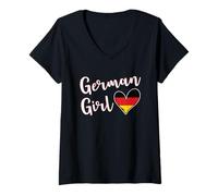 Femme Proud German Girl Germany Flag German Girlfriend Wife T-Shirt avec Col en V