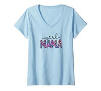 Femme Proud Girl Mama Leopard Decor for Women Girl Mom Pride T-Shirt avec Col en V