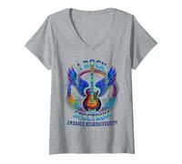 Femme Proud I ROCK THE SPECTRUM Autisme Neurodiversity Awareness T-Shirt avec Col en V