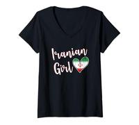 Femme Proud Iranian Girl Iran Flag Iranian Girlfriend Wife T-Shirt avec Col en V