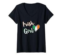 Femme Proud Irish Girl Ireland Flag Irish Girlfriend Wife T-Shirt avec Col en V