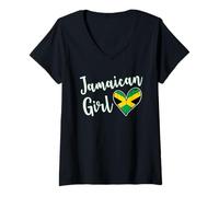 Femme Proud Jamaican Girl Jamaica Flag Jamaican Girlfriend Wife T-Shirt avec Col en V
