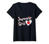 Femme Proud Japanese Girl Japan Flag Japanese Girlfriend Wife T-Shirt avec Col en V