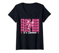Femme Proud Mom of A Lineman American Football Mom Mom Mother's Day T-Shirt avec Col en V