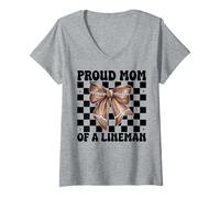 Femme Proud Mom Of A Lineman American Football Mom Mom Mother's Day T-Shirt avec Col en V