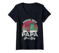 Femme Proud New Papa It's A Boy Fathers Day To Be Cadeaux 1ère fois T-Shirt avec Col en V