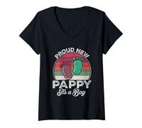 Femme Proud New Pappy It's A Boy Fathers Day To Be Cadeaux 1ère fois T-Shirt avec Col en V