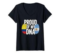 Femme Proud of My DNA Colombian Argentinian Roots Colombia T-Shirt avec Col en V
