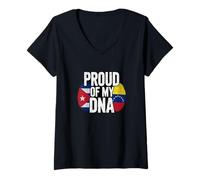 Femme Proud of My DNA Cuban Venezuelan Roots T-Shirt avec Col en V