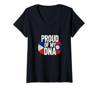 Femme Proud of My DNA Filipino Lao Roots Laos Philippines T-Shirt avec Col en V