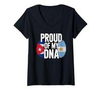 Femme Proud of My DNA Half Argentine Cuban Roots Cuba T-Shirt avec Col en V