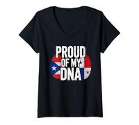 Femme Proud of My DNA Puerto Rico Panama Panamanian Roots T-Shirt avec Col en V