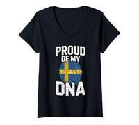 Femme Proud of My DNA Sweden Flag Swedish Roots T-Shirt avec Col en V