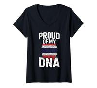 Femme Proud of My DNA Thai Roots Thailand Flag T-Shirt avec Col en V