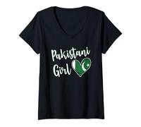 Femme Proud Pakistani Girl Pakistan Flag Pakistani Girlfriend Wife T-Shirt avec Col en V