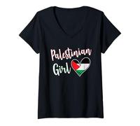Femme Proud Palestinian Girl Palestine Flag Girlfriend Wife T-Shirt avec Col en V