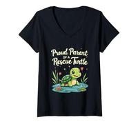 Femme Proud Parent of a Rescue Turtle Cute Animal Lover T-Shirt avec Col en V
