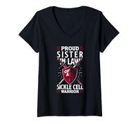 Femme Proud Sister in Law of A Faucle Cell Warrior Family Support T-Shirt avec Col en V