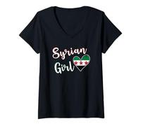 Femme Proud Syrian Girl Syria New Flag Syrian Girlfriend Wife T-Shirt avec Col en V