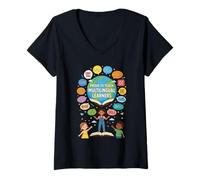 Femme Proud to Teach Multilingual Learners ELL Education Classroom T-Shirt avec Col en V