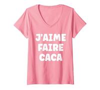 Femme Prout Citation Simple Homme Humour J'aime Faire Caca T-Shirt avec Col en V, Rose, XL