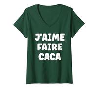 Femme Prout Citation Simple Homme Humour J'aime Faire Caca T-Shirt avec Col en V, Vert Forêt, XXL
