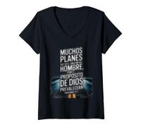 Femme Proverbios 19:21 - Dios Tiene el Control Verse biblique Espagnol T-Shirt avec Col en V