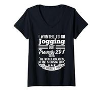 Femme Proverbs 29:1 Amusant Jogging Course Marathon Entraînement Gym T-Shirt avec Col en V