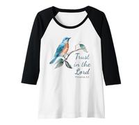 Femme Proverbs 3:5 Trust in The Lord - Women Girls Bird (White) Manche Raglan