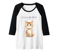 Femme Proverbs 3:5 Trust in The Lord - Women Girls Cat Verse Manche Raglan