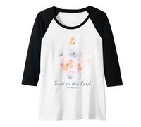 Femme Proverbs 3:5 Trust in The Lord - Women Girls Floral (White) Manche Raglan