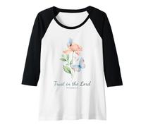 Femme Proverbs 3:5 Trust in The Lord - Women Girls Floral (White) Manche Raglan