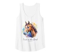 Femme Proverbs 3:5 Trust in The Lord - Women Girls Horse (White) Débardeur