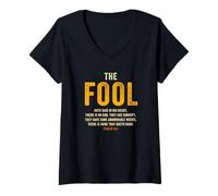 Femme Psalm 14:1 The Fool Hath Said There is No God - Evangelism T-Shirt avec Col en V