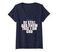 Femme Psalm 46:10 Be Still & Know - Women Girls Butterfly T-Shirt avec Col en V