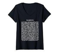 Femme Psalms 91 Bible Verse Protection Safety Blessing (Spanish) T-Shirt avec Col en V
