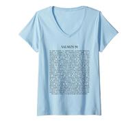 Femme Psalms 91 Bible Verse Protection Safety Blessing (Spanish) T-Shirt avec Col en V
