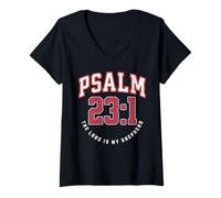 Femme Psaume 23 Versets bibliques catholiques Le Seigneur est Mon Berger T-Shirt avec Col en V
