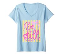 Femme Psaume 46:10 Écriture Foi Arc chrétien T-Shirt avec Col en V