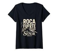 Femme Psaume 62:7 - Roca Fuerte ES El Señor | Verse biblique Espagnol T-Shirt avec Col en V