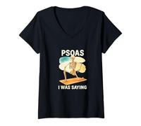 Femme Psoas I Was Saying Anatomy Pun Stretching Skeleton T-Shirt avec Col en V