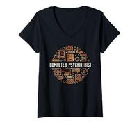 Femme Psychiatre Informatique - Assistance Technique ou Technique T-Shirt avec Col en V