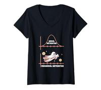Femme Psychologue Scolaire de Distribution paranormale Normale Halloween T-Shirt avec Col en V