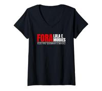 Femme PT et Moraes sont de Sortie, Le Brésil n'en Peut Plus T-Shirt avec Col en V